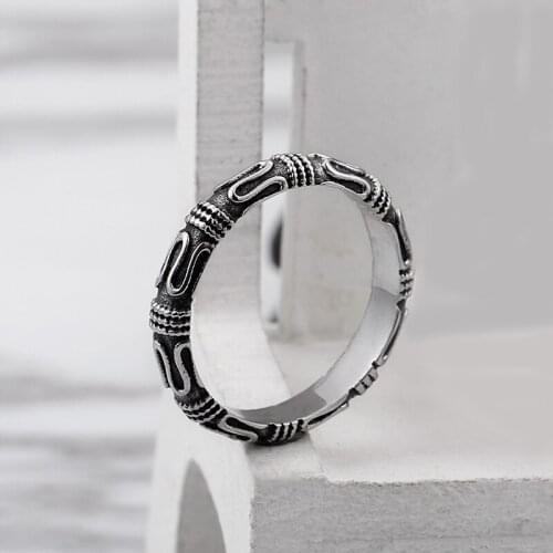 Vintage Stainless Steel Rings For Men Fashion Personality Metal Ring For Male Finger Jewelry Size6-12