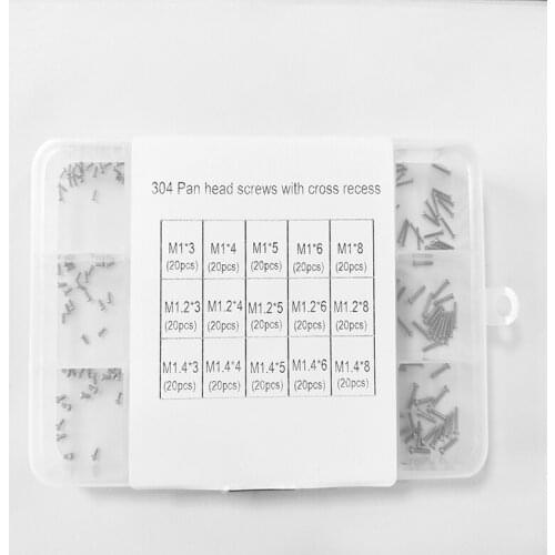 304 M1.0/1.2/1.4 300pcs stainless steel Pan head screws with cross recess cross head Phillip round screw GB818 DIN7985 ISO 7045