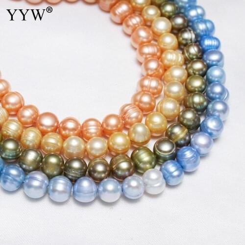 YYW High QualityCultured Potato Freshwater Pearl Beads with troll 8-9mm Approx 0.8mm Sold By Strand for jewelry making