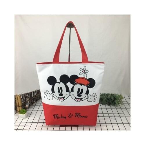 Disney cartoon Mickey mouse Womens canvas bag shoulder High capacity portable cartoon bag for shopping handbags