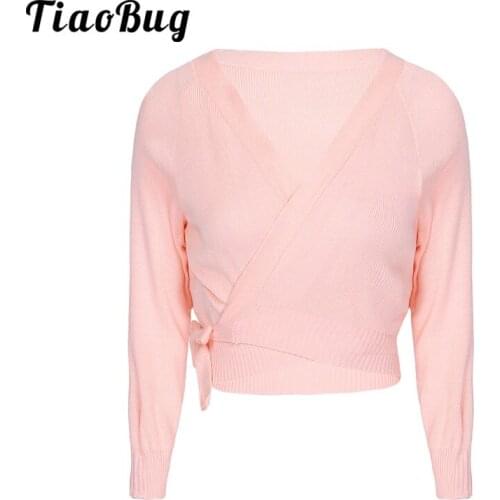 Autumn Winter Warm-Up Cardigan Long Sleeve Knitted Wrap Tops Sweaters for Women Ballet Latin Gymnastics Leotard Adult Dancewear