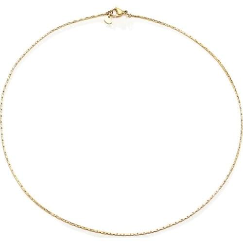 1mm Womens Chain Link Necklce Stainless Steel Elegant Choker Collar