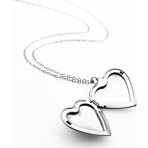 Both Sides Blank Love Heart Frame Perfume Pendant Necklace Women Lovers Stainless Steel Jewelry Accessories
