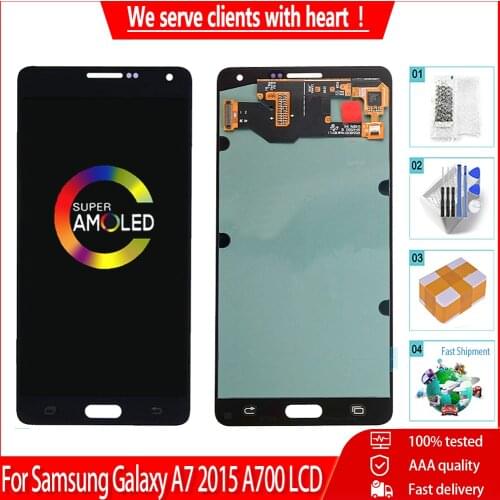 AMOLED For Samsung Galaxy A7 2015 A700 A700H A700F A700S LCD Display With Touch Screen Digitizer Assembly Replacement LCDs