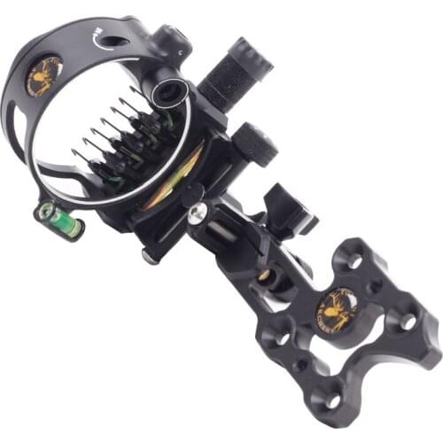 019'' Bow Sight For Outdoor Hunting Shooting Accessories Archery Compound Bow Sight Fine Tuning Optical Fiber 7 Pin