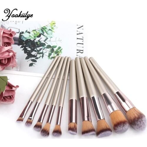10pcs Makeup Brush Set Eye Brush Beauty Tools Professional Cosmetic Brushes for Powder Foundation Eye Shadow Eyebrows Soft Hair
