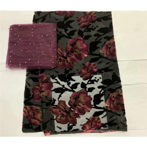 2019 Hot Selling High Quality Fashion Printed Silk Velvet Fabric 5 Yards And 2 Yards Of Tulle Chiffon Fabric! LXF8231