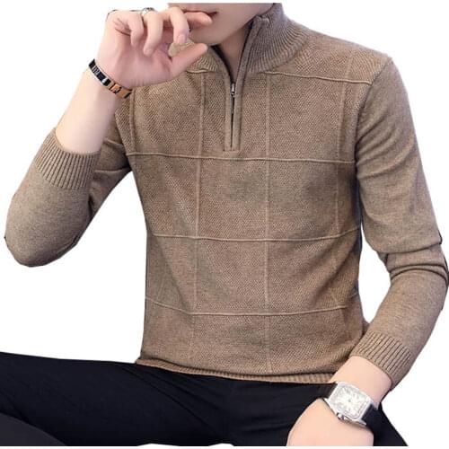 2019 Mens Sweaters Autumn Winter Warm Cashmere Wool Zipper Pullover Sweaters Man Casual Knitwear Plus Size M-XXXL