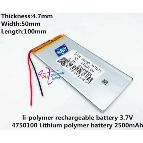 4750100 3.7V,2500mAh (polymer lithium ion battery) Li-ion battery for DIY Mp3 MP4 MP5 GPS e-book