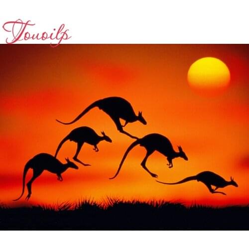 Touoilp full Square&round 5D Sunset kangaroo Diamond Painting 5D diy Diamond Embroidery Handmade Mosaic Cross Stitch Pattern