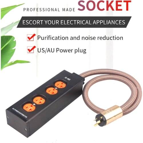 Aluminum Alloy Audio Power Socket + AU / US Wire-in Cable US Version