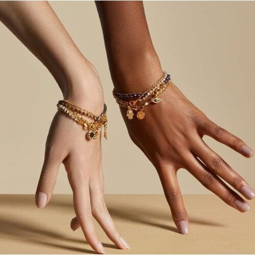 Free shipping hot style Fatima Palm Pearl Shell Bracelets Multi--Handmade Beaded Crystal Bracelet HWASY1804