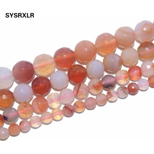 Free Shipping Faceted Pink Agates Natural Stone Loose Beads For Jewelry Making DIY Bracelet Necklace 6 8 10 12 MM Strand 15.5