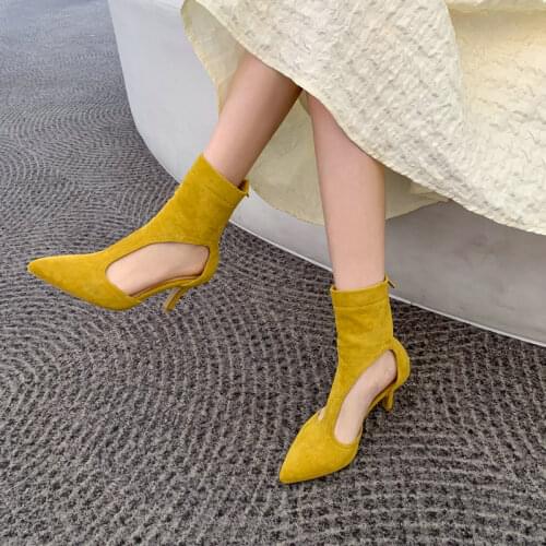 Spring Summer Boots Women Thin High Heel Boots Zipper Fashion Luxury Platform Boots Womens High Heels Shoes Pointed Toe