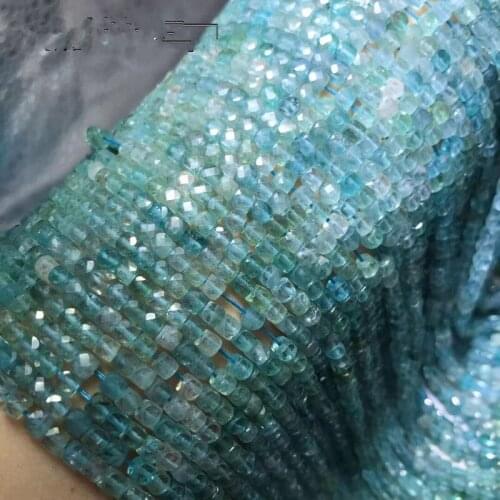 AAAA LOOSE BEADS sky blue Apatite square faceted 4*4.5mm wholesale for DIY jewelry necklace 36cm