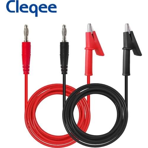 Cleqee P1040 2PCS Copper 4mm Banana Plug to Shrouded Alligator Clip Multimeter Test Leads 1000V/15A Wire