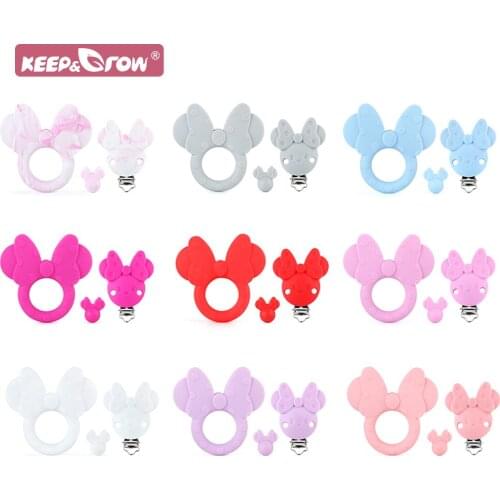 Keep&Grow Minnie Baby Teethers Chewable Baby Teething Beads BPA Free Silicone Pacifier Clips Accessories For Nipple Chain Making