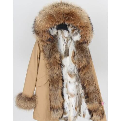 Natural Real Fur Rex Rabbit Parka Camouflage long hooded winter coat women winter jacket natural real fur collar fur liner