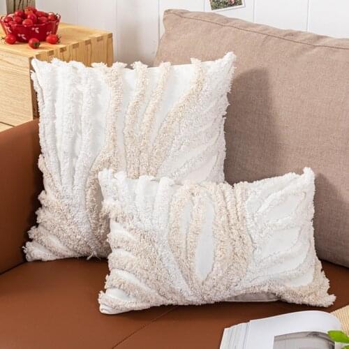Home Decor Cushion Cover Beige Grey Tufted Coral Stylish Pillow Cover 45x45cm/30x50cm For Sofa Bed Chair Living Room Bed Room