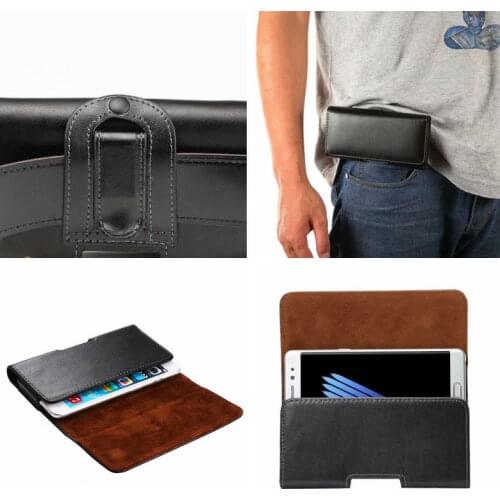 Real Genuine Hip Horizontal Holster General Leather Clip Case For Iphone 7/Plus/6 6S SE/S8 S7 For Sony XA XZ Z5 Flip Pouch 20pcs