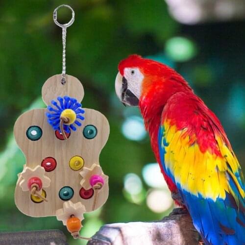1PC Bird Toy Natural Wooden Parrots Swing Colorful Beads Bird Supplies Bells Toys Hanging Swings Cage for Pets Bird Supplies