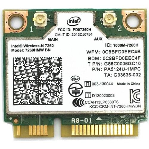 Card for Intel 7260 7260HMW BN 802.11bgn 300Mbps Wifi+Bluetooth 4.0 Half Mini PCI-E card Fit Dell Asus Acer Sony Samsung