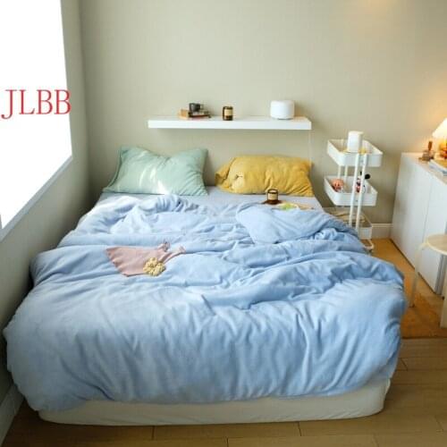 Milk Fleece Bedding Set Candy ColorHome Linens Korean Style Bedclothes Warm Flat Sheet Pillowcase Solid Flannel Velvet Thicken