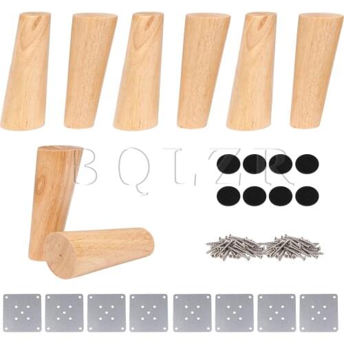 BQLZR 8 x Wood Color Oblique Tapered Furniture Leg for Sofa Cabinet Leg 15cm H