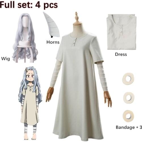 Anime Eri Cosplay My Hero Academia Costume Wigs Horn Halloween Costumes Boku Hero Academi White Long Dresses Clothes For Women