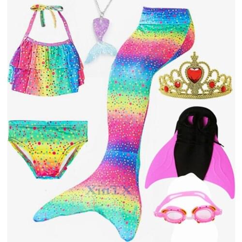 Hot Kids Swimmable Mermaid Tail for Girls Cosplay Costumes Mermaid can add Monofin Fin Bikini Flipper Swimmable Swimsuit
