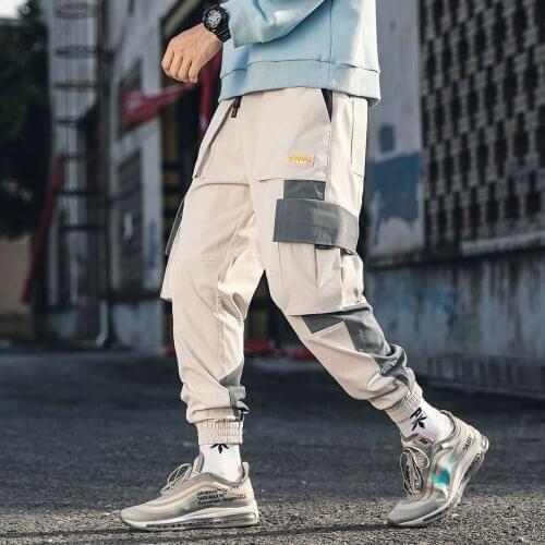 Male Harem Black Track Pants Men Japanese Streetwear Cargo Pants 2021 Overalls Hip Hop Joggers Color Block Sweatpants