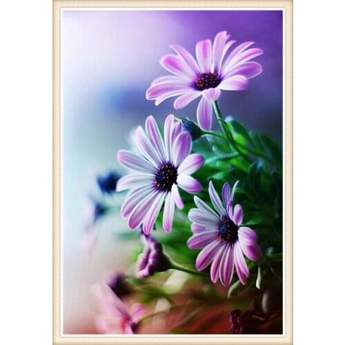 Diy Diamond Painting Kit Purple Chrysanthemum 3D round Diamond Embroidery Pasted Full Cross Stitch Craft Needlework Flower