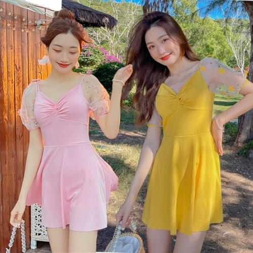 2021 New Swimsuit Women One Piece Beach Suit Female Swim Swimwear Beachwear Korean Style Swimskirt Skirt Backless Sexy Beachwear