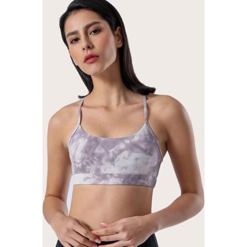 2021 New Women Yoga Tops Tie dye Dress Shock proof Y-shaped Bra Push Up Sexy Sports Wear Breathable Outdoor Vest Chest Padded