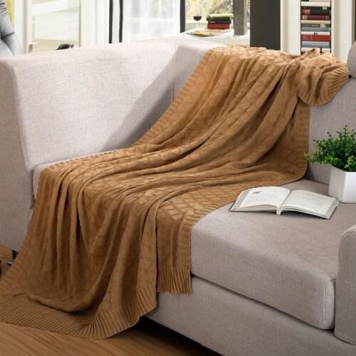 Hot sale high quality plaid cotton, beige, brown, gray, knit blanket for bed/home sofa cover blankets for spring winter cobertor