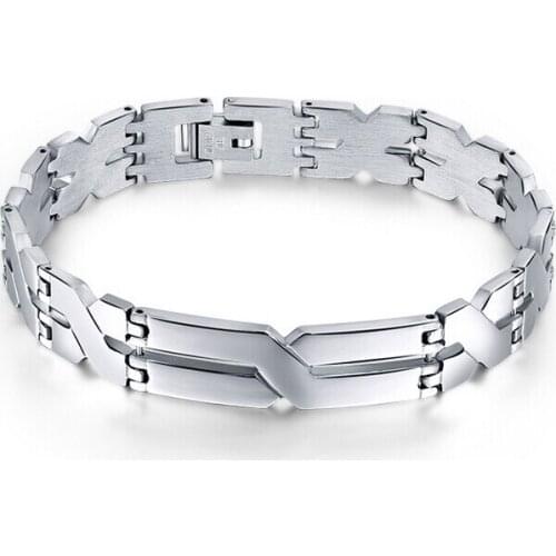 316 stainless steel simple X-bend brand Mens bracelet