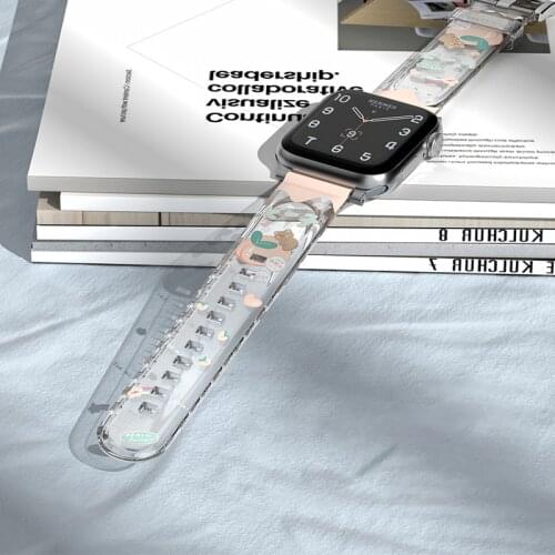 Transparent Strap for Apple watch band 6 44mm 40mm iWatch band 38mm 42mm women bracelet Apple watch series 3 4 5 6 SE