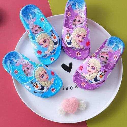 Disney childrens cartoon frozen princess non-slip soft bottom sandals and slippers beach shoes home shoes girls slippers