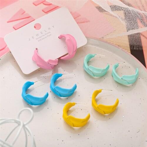 Fashion Colorful Cute C-Shape Hoop Earring For Women Bohemian Candy Color Hoop Earrings Wedding Party Girl Gift Jewelry