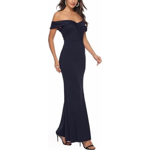 Sexy Tube Top Off-the-Shoulder Dress Women 2020 Newest Summer Solid Wrap Dresses Elegant Fishtail Evening Party Maxi Dresses
