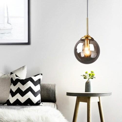 Modern Glass Ball Golden Ring Pendant Lighting Creativity design best choice for Bar Cafe Kitchen Living room Loft Bedroom