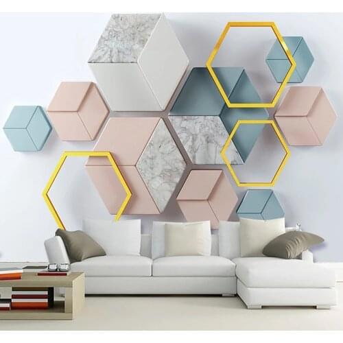 Modern 3D Stereo Geometric Marble Wallpaper Living Room TV Sofa Bedroom Home Decor Wall Paers For Walls 3 D Creative Wallpapers