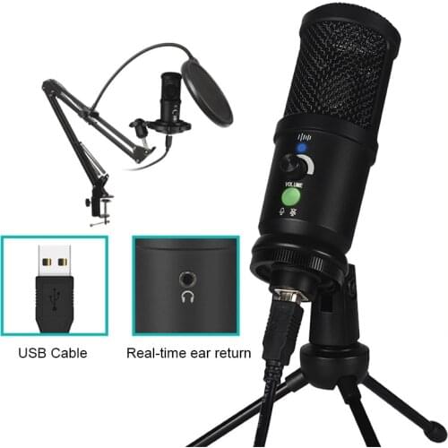 USB Microphone Kit Podcast PC Condenser Computer Mic for Gaming YouTube Video Recording Music Studio Mic w/ Cantilever Bracket