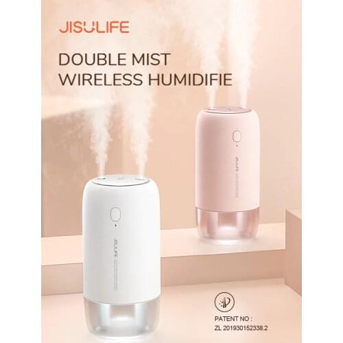 JISULIFE Wireless Humidifier for Home Car Air Humidifier Humidificador Mini Portable Aroma Diffuser 500ML Mist Maker with Light
