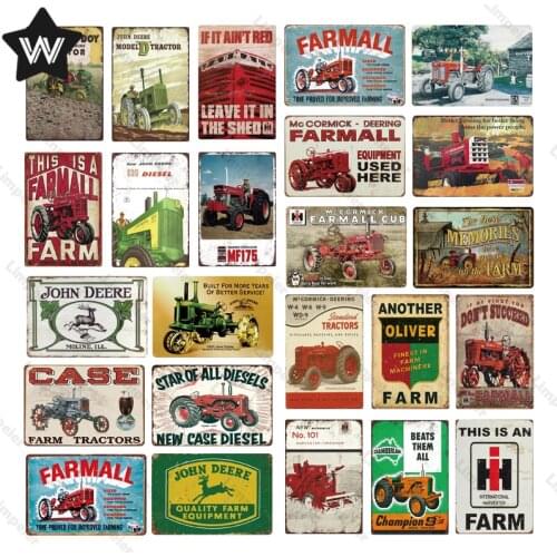 Vintage Metal Tin Sign Farmall Tin Plaque Farm Metal Plate Wall Stickers Retro Art Metal Poster for Club Bar Man Cave Decoration
