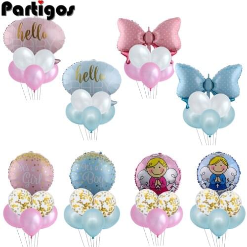 1set Pink Blue Baby Balloon Set 1st Birthday Party Decorations Kids Happy Birthday Balloon Baloons Boy Or Girl Gender Reveal