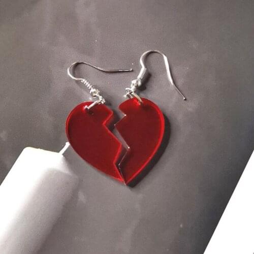 Y2K Vintage Punk Creative Transparent Red Acrylic Broken Heart Earrings For Women Girl Fashion Jewelry Gift