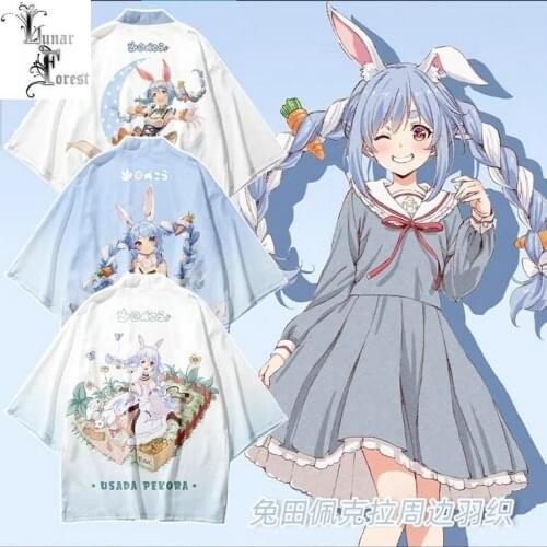 VTuber Usada Pekora Printing Japanese Kimono Haori Yukata Women/Men Fashion Summer Casual Cool Short Sleeve Streetwear