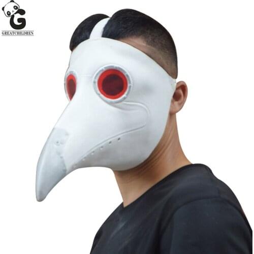 Plague Doctor Mask The Plague Black Death Mask Steam Punks Horror Halloween Bird Cosplay Beak Masks Prop Carnival Latex