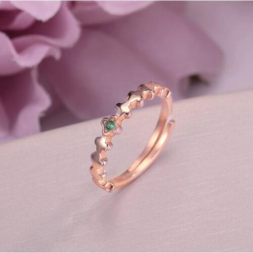 Rings for Women Pure 925 Silver Emerald Fine Jewelry Natural Green Round Gemstone Simple Classic Ring Rose Gold Plated CCRI058